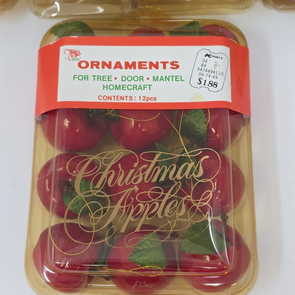 Vintage Kmart Trim A Tree Pear & Apple Christmas Tree Ornaments ~ 4 Boxes - Picture 5 of 16